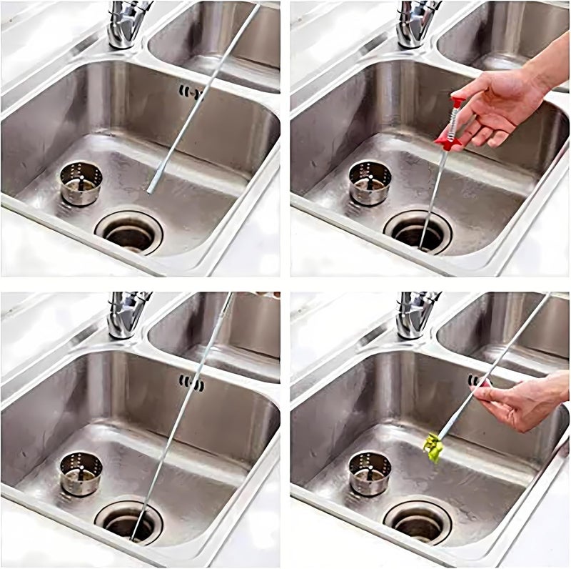 Domejo Drain Snake, Drain Clog Remover - Gutter Cleaning Tools Drain Cleaner for Toilet Sewer Shower Kitchen Bathroom Tub Clogged Drains Opener Cleaning Tool, Flexible Grabber Claw Pick Up Reacher (24 inch) - Image 3