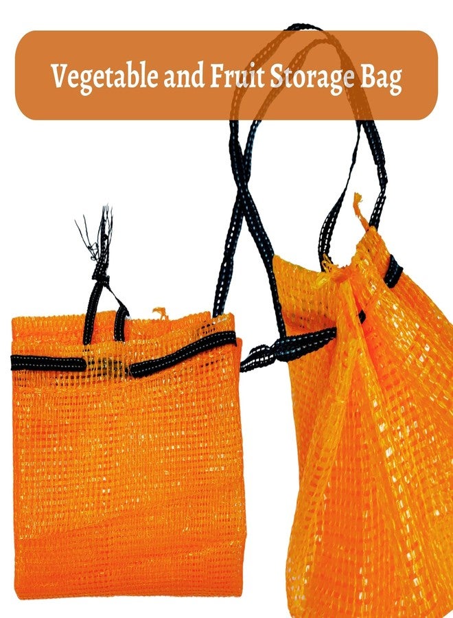 SINGHAL Mesh Onion Produce Bags with Drawstring | 20 Inch x 31.50 Inch Bags | Reusable Breathable Leno PP Fabric | Great for Packaging Produce, Vegetables and Fruit, Orange Color (Combo Pack of 50) - Image 2