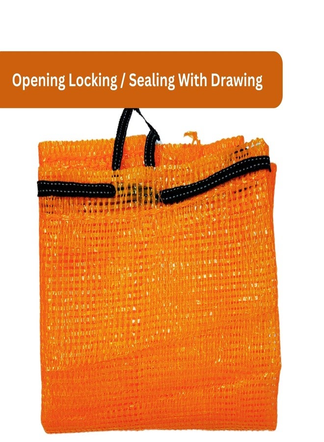 SINGHAL Mesh Onion Produce Bags with Drawstring | 20 Inch x 31.50 Inch Bags | Reusable Breathable Leno PP Fabric | Great for Packaging Produce, Vegetables and Fruit, Orange Color (Combo Pack of 50) - Image 3