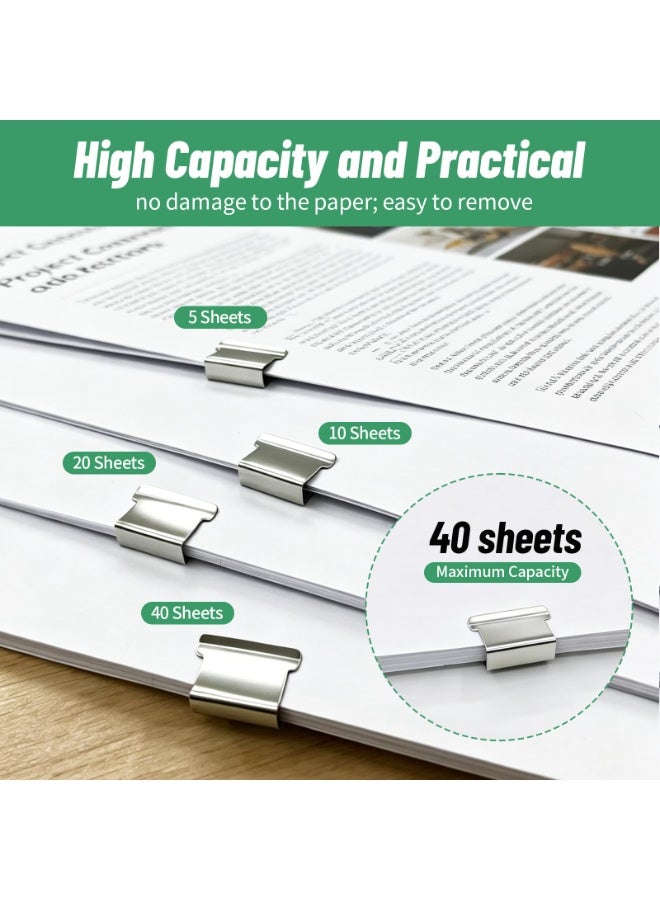 2Pcs Creative Portable Stapleless Stapler No Hole Binding Push Clip Stapler Dispenser With 50 Reusable Stainless Steel Refill Clips, Multi Use Office Document School Supplies - Image 3