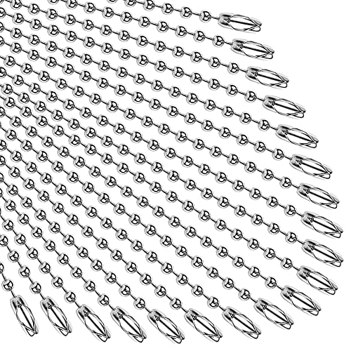 SANNIX 100Pcs Ball Beads Chain Bulk Dog Tag Metal Chain 472 Inches Ball Chain Keychains with Connectors Silver - Image 1