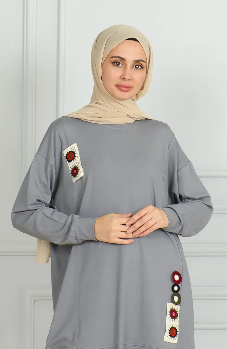 Sefa Merve Casual Cut Arab Boy Tunic 9123-01 Gray
