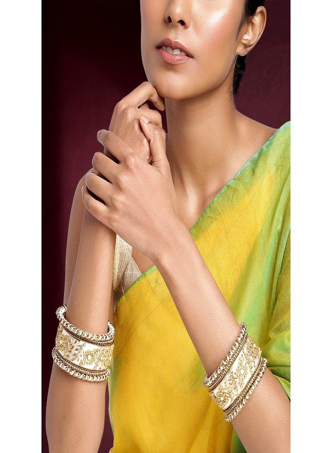 Peora Silk Thread Matching Floral Bangle Set Bridal Chuda Chura Jewellery for Women Girls Navratri Gift - 2.8 inch - Image 3