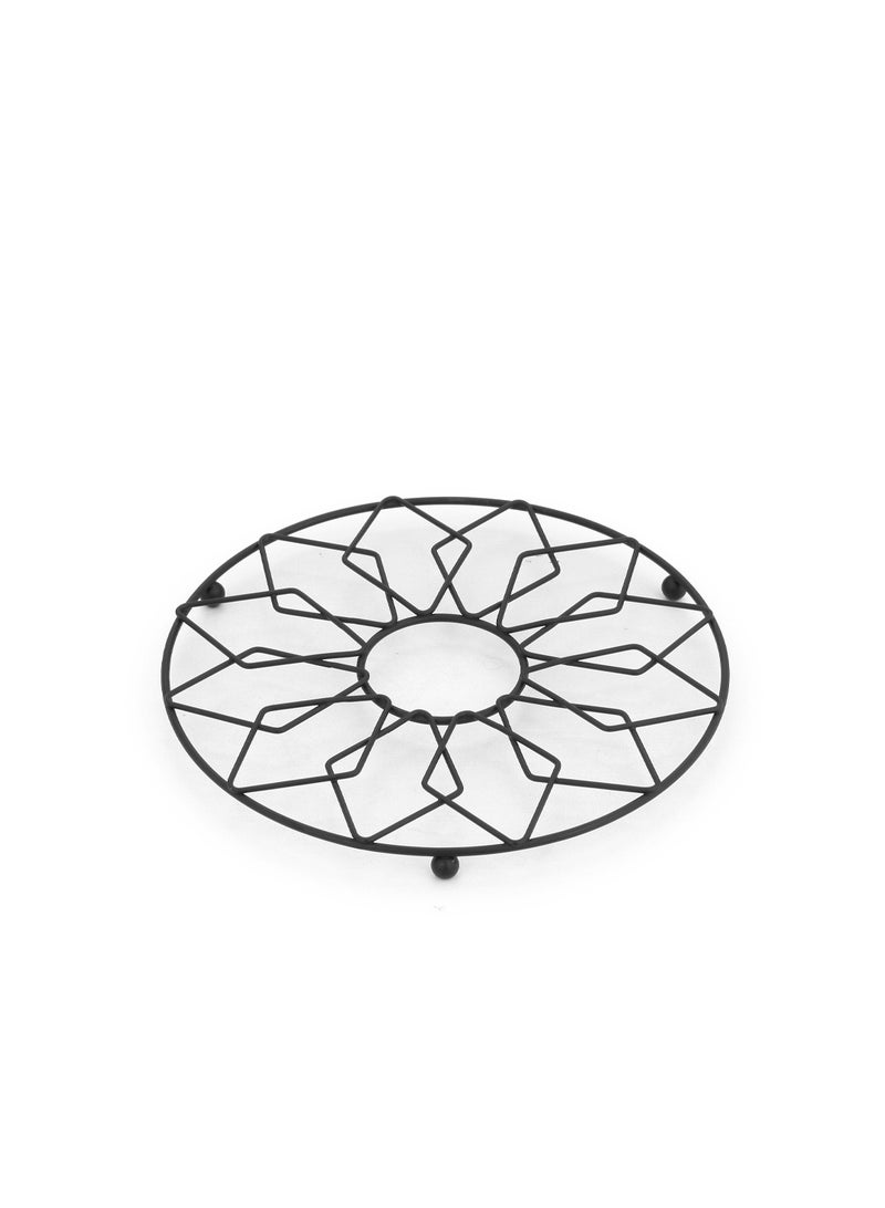 Royalford 20 cm Trivet Round Ring RF12447 Iron Heat Pad for Hot Utensils, Pot, Heat-Resistant Stand Black - Image 1