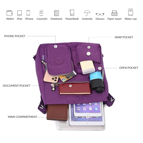 Dora & Liz Multipurpose Hobo Purse for Women with Antitheft RFID, Waterproof Nylon Crossbody Bag Shoulder Handbag, Convertible Backpack - Image 5