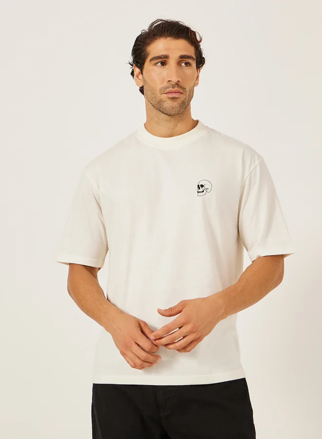 Styli Styli Front and Back Skull Print Oversized T-Shirt