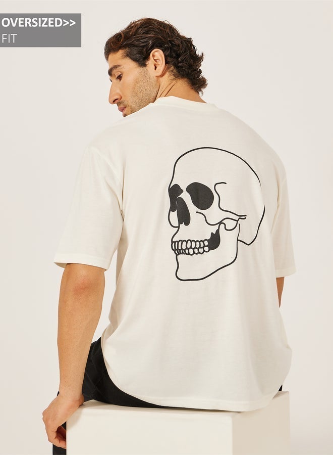 Styli Front and Back Skull Print Oversized T-Shirt - Image 1