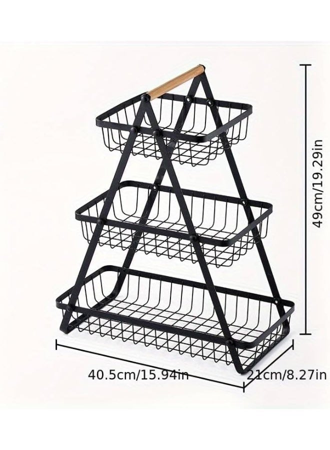 CAZADORA Kitchen Storage Solution – Elegant 3-Tier Countertop Fruit Basket & Vegetable Rack, Multipurpose Bread Display Stand in Stylish Black Metal, Perfect for Kitchen Organization, Home Storage & Space-Saving Solutions, Durable & Sturdy Design, Ideal for Fruits, Vegetables, Bread, Snacks, or Bathroom Essentials, Sleek Modern Finish, Easy to Clean, Lightweight Yet Strong, Elevates Your Kitchen Aesthetic While Maximizing Countertop Space, Practical & Decorative, Long-Lasting Quality for Everyday Use - Image 5