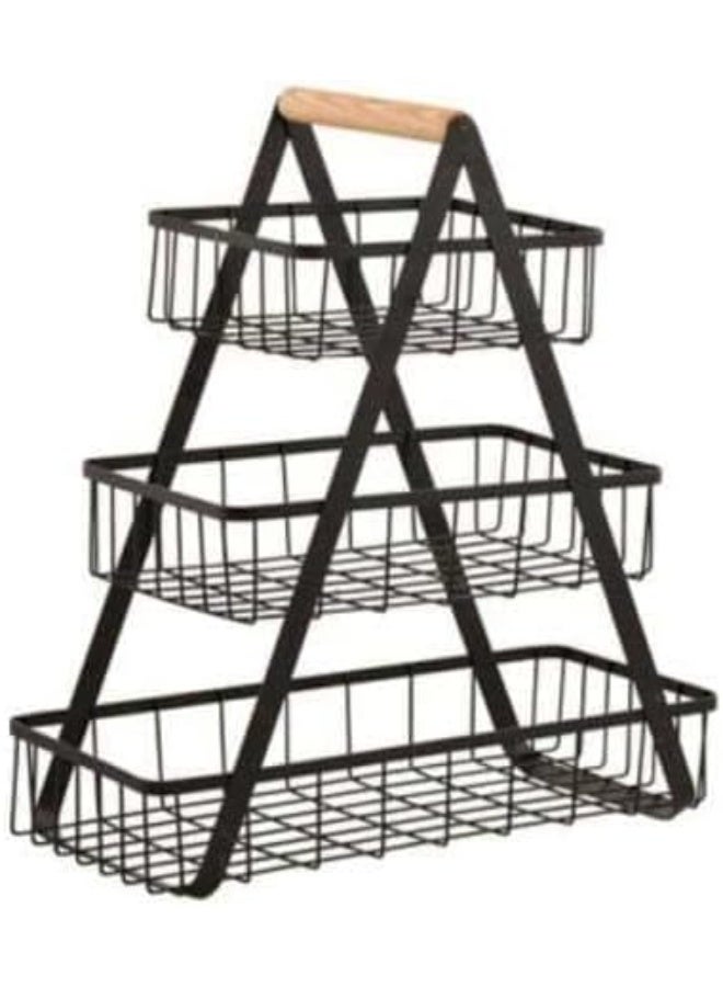 CAZADORA Kitchen Storage Solution – Elegant 3-Tier Countertop Fruit Basket & Vegetable Rack, Multipurpose Bread Display Stand in Stylish Black Metal, Perfect for Kitchen Organization, Home Storage & Space-Saving Solutions, Durable & Sturdy Design, Ideal for Fruits, Vegetables, Bread, Snacks, or Bathroom Essentials, Sleek Modern Finish, Easy to Clean, Lightweight Yet Strong, Elevates Your Kitchen Aesthetic While Maximizing Countertop Space, Practical & Decorative, Long-Lasting Quality for Everyday Use - Image 2