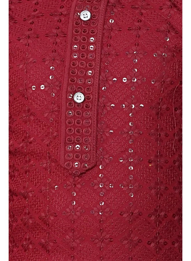 BT DEZINES Maroon Kurta Pyjama Set For Boys