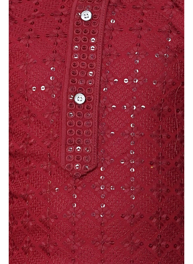 BT DEZINES Maroon Kurta Pyjama Set For Boys - Image 5