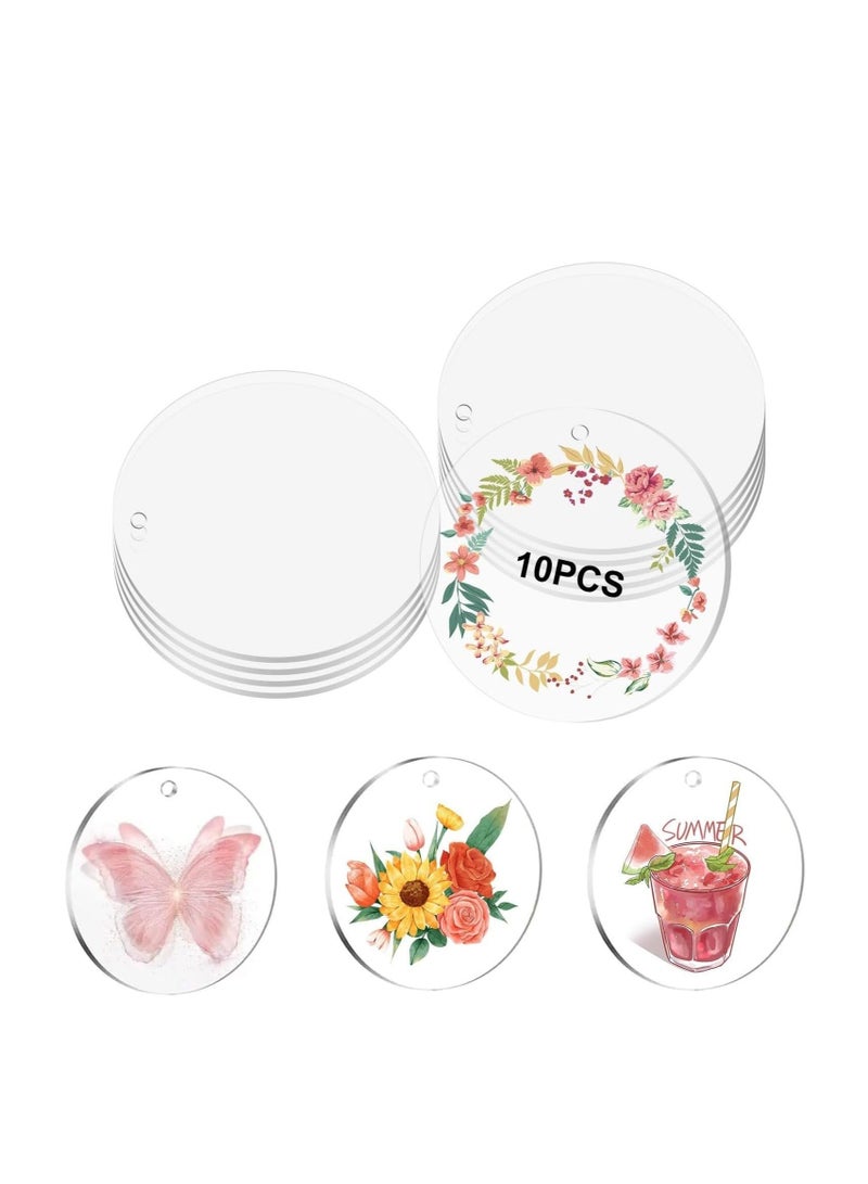 زولين 10 قطع من صفائح الأكريليك الشفافة الدائرية، قرص دائري مقاس 12 × 12 بوصة، سمك 1/16 بوصة، لوحة أكريليك شفافة لمشاريع "اصنعها بنفسك" والحرف اليدوية - - Image 1