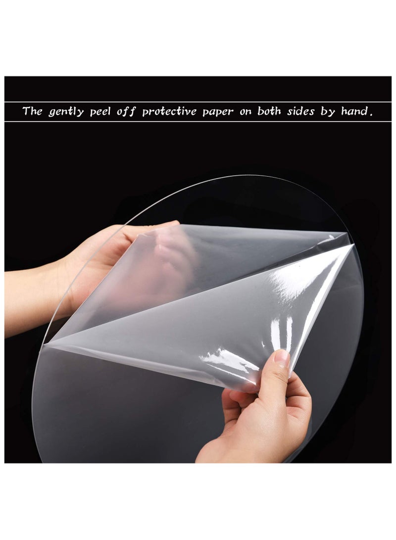 زولين 10 قطع من صفائح الأكريليك الشفافة الدائرية، قرص دائري مقاس 12 × 12 بوصة، سمك 1/16 بوصة، لوحة أكريليك شفافة لمشاريع "اصنعها بنفسك" والحرف اليدوية - - Image 3