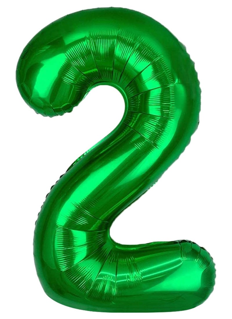KATCHON Green Number 2 Balloon for 2nd Birthday or Anniversary Decorations  - Image 1