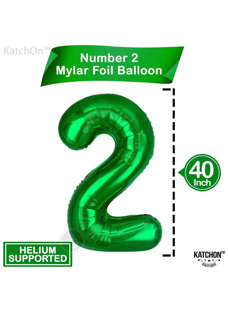 KATCHON Green Number 2 Balloon for 2nd Birthday or Anniversary Decorations  - Image 2