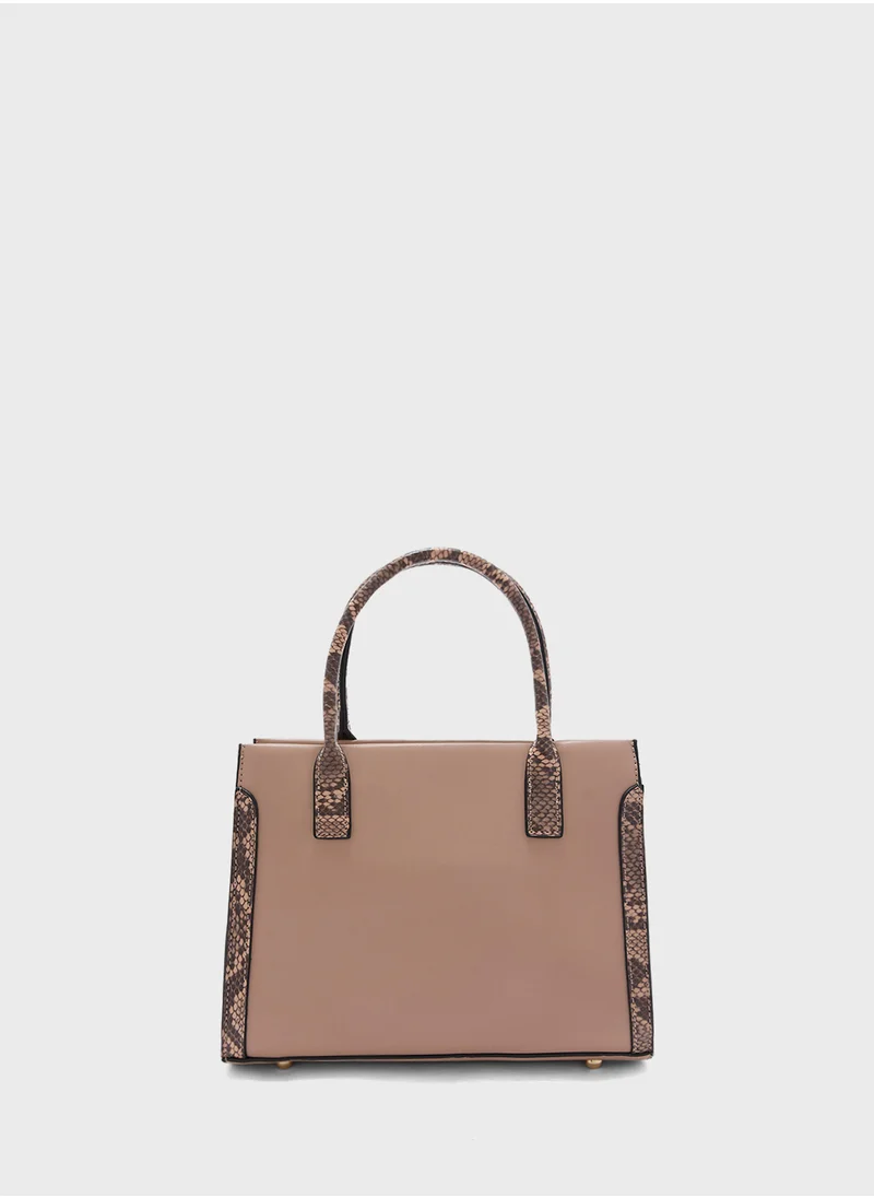 ايلا Contrast Snake Panel Satchel Bag