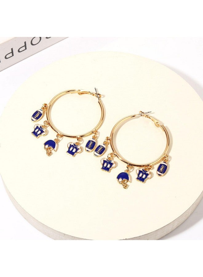 فالين أقراط كرة قدم يوم اللعبة للنساء، أقراط متدلية على شكل خوذة كرة قدم، أقراط رياضية ليوم السباق باللونين الأحمر والأزرق، إكسسوارات يوم الميدان، مجوهرات أمهات كرة القدم، هدايا إكسسوارات (اللون ب) - Image 5