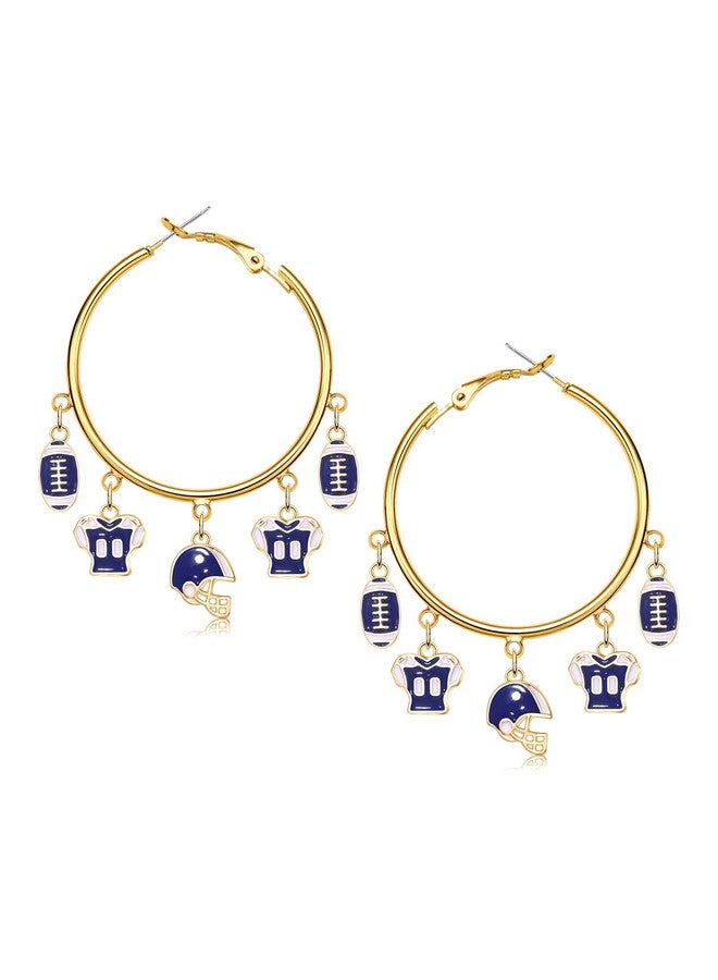 فالين أقراط كرة قدم يوم اللعبة للنساء، أقراط متدلية على شكل خوذة كرة قدم، أقراط رياضية ليوم السباق باللونين الأحمر والأزرق، إكسسوارات يوم الميدان، مجوهرات أمهات كرة القدم، هدايا إكسسوارات (اللون ب) - Image 1