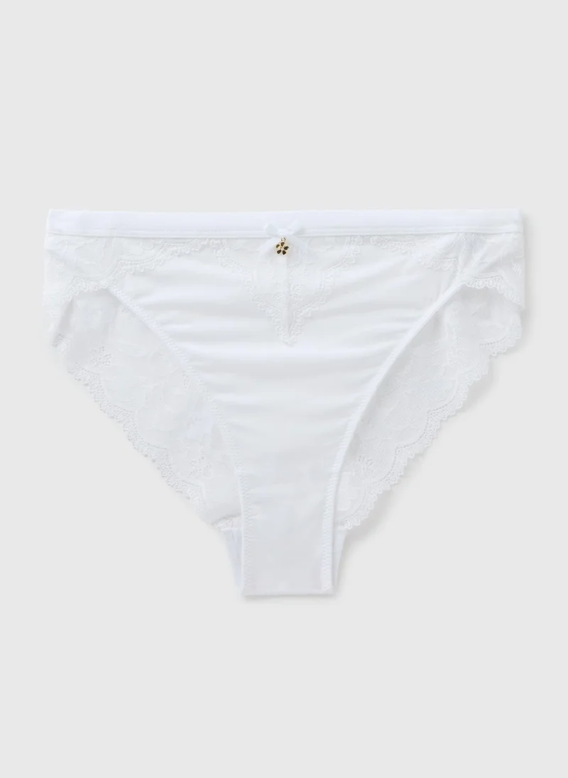 Matalan White Lace High Leg Knickers