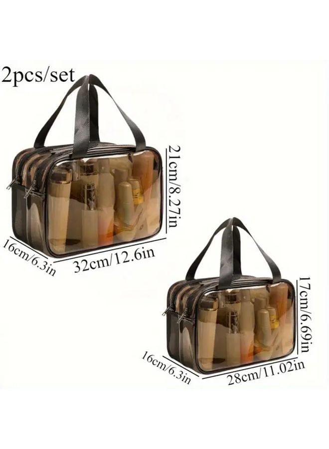 Transparent 2pcs Set Makeup Bags for Separating Dry and Wet Toiletries Swimming Fitness Storage - Image 1