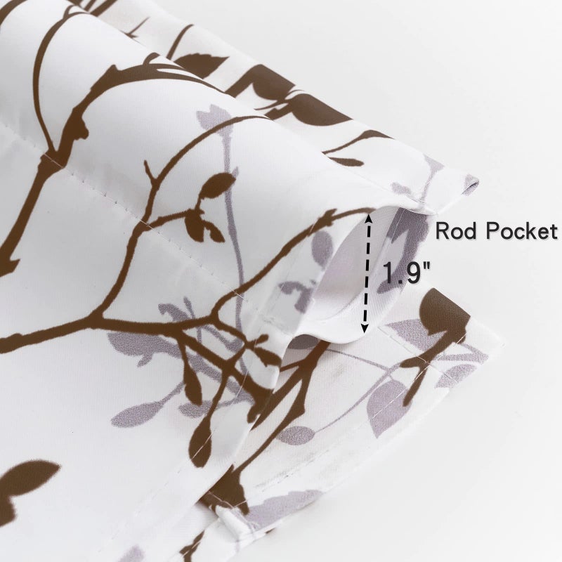 Luvyohmee Tree Branch Printed Curtain Valance  18 inches long Window Treatment Valance  Brown and Grey Window Valances for Kitchen  Bathroom  Dining Room  Living Room  Bedroom and Kids room  2 Panels - Image 5