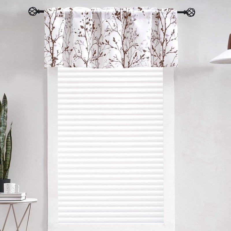Luvyohmee Tree Branch Printed Curtain Valance  18 inches long Window Treatment Valance  Brown and Grey Window Valances for Kitchen  Bathroom  Dining Room  Living Room  Bedroom and Kids room  2 Panels - Image 4