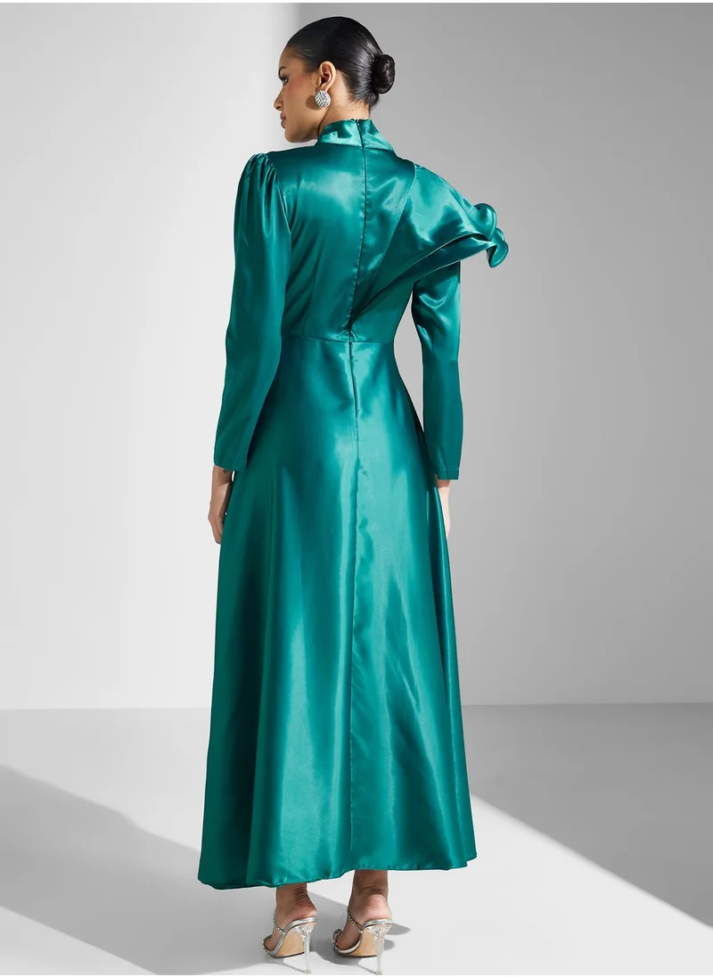 Khizana Ruffle Sleeve Detail Embellished Dress