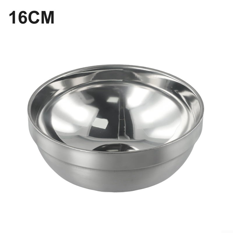 Double Wall Insulated Stainless Steel Mixing Bowls Set 16cm Deep Dish for Salad Noodle - Image 3