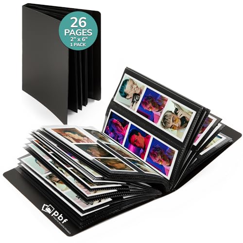pbf PHOTO BOOTH FRAMES pbf Photo Booth Album | 2x6 Strips Memory Book | 26 Pages, Holds 104 Photos (Black, Wedding, 1-Pack) - Image 1