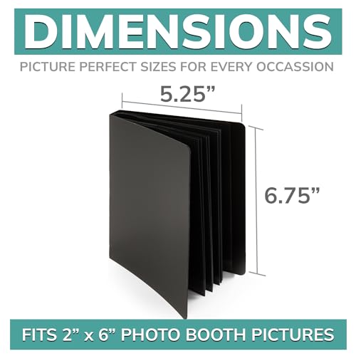 pbf PHOTO BOOTH FRAMES pbf Photo Booth Album | 2x6 Strips Memory Book | 26 Pages, Holds 104 Photos (Black, Wedding, 1-Pack) - Image 2