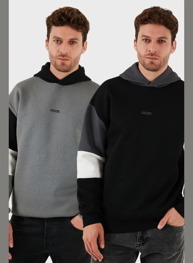 Buratti Cotton Relaxed Fit Hooded Furry Inside Soft Raised 2-Pack Sweat Men's SWEAT 5905299S2