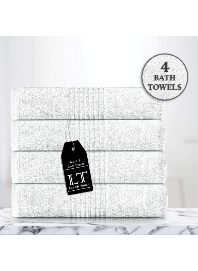Lavish Touch Mosaic 4 Pack Premium Bath Towels White (70 x 140 cm) 100% Cotton 700 GSM, 2 ply, Highly Absorbent Quick Drying - Image 1
