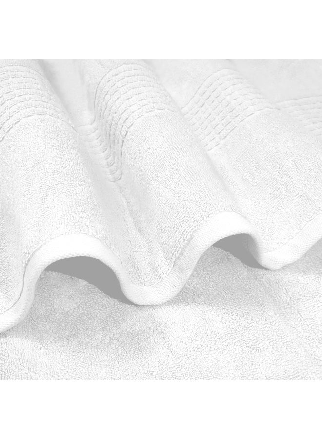 Lavish Touch Mosaic 4 Pack Premium Bath Towels White (70 x 140 cm) 100% Cotton 700 GSM, 2 ply, Highly Absorbent Quick Drying - Image 4