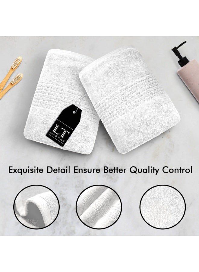 Lavish Touch Mosaic 4 Pack Premium Bath Towels White (70 x 140 cm) 100% Cotton 700 GSM, 2 ply, Highly Absorbent Quick Drying - Image 3