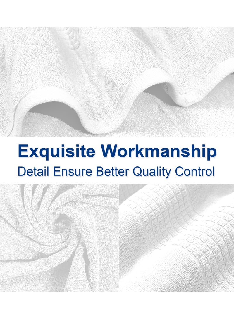 Lavish Touch Mosaic 4 Pack Premium Bath Towels White (70 x 140 cm) 100% Cotton 700 GSM, 2 ply, Highly Absorbent Quick Drying - Image 5