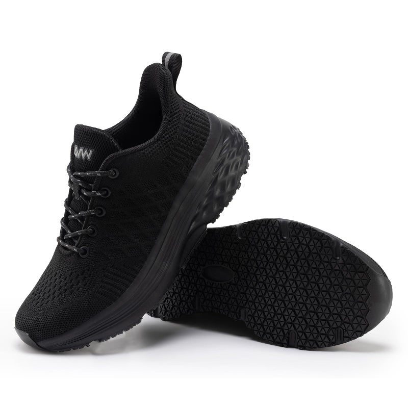 AVW Womens Non Slip Work Shoes Water Resistant Walking Sneakers Food Service Chef Kitchen Shoes Black - Image 5