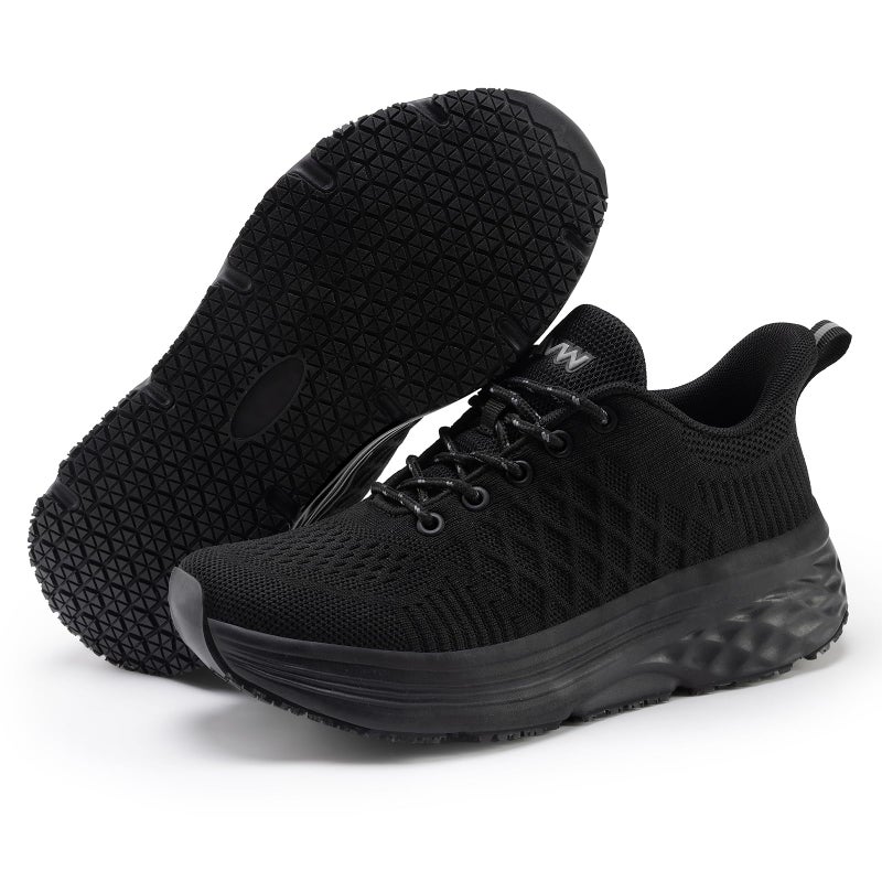 AVW Womens Non Slip Work Shoes Water Resistant Walking Sneakers Food Service Chef Kitchen Shoes Black - Image 4