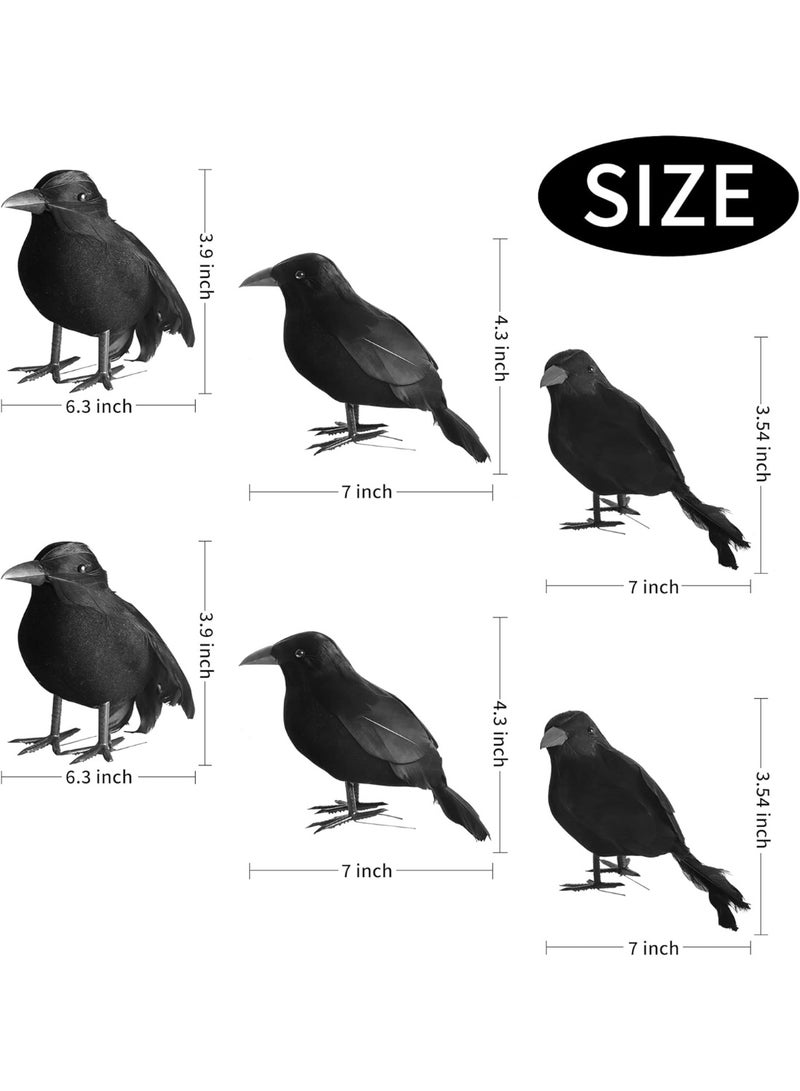 جورونب ١٢ عبوة من غراب الهالوين الأسود ذي الريش الحقيقي، غراب واقعي مصنوع يدويًا بريش حقيقي، مناسب للفناء والحديقة والشجرة والداخل والخارج، وديكورات الهالوين. - Image 3