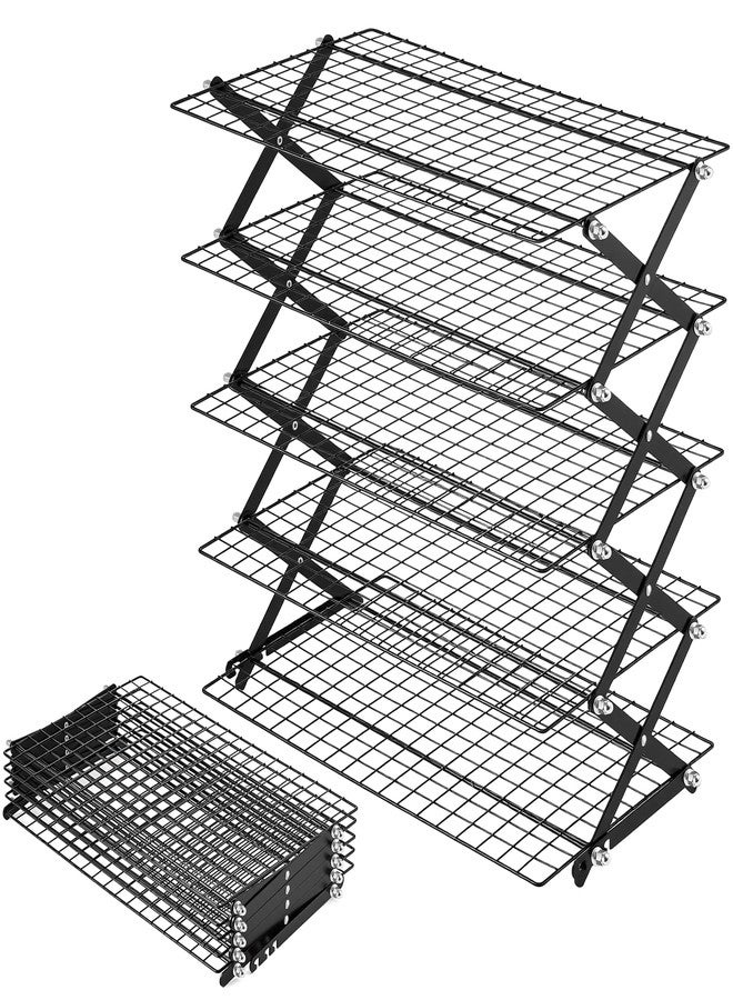 Timeet 5 Tier Upgraded Collapsible Cooling Rack with Adjustable 3 Setting Design, Stackable Baking Rack, Roasting Cooking Drying Wire Cooling Rack for Cookies Baking Roasting ＆ Grilling - Image 1