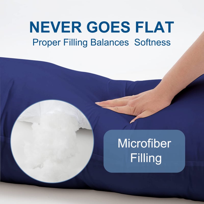 DOWNCOOL Large Body Pillow Insert- Breathable Full Body Pillow for Side Sleeper - Soft Long Bed Pillow for Adults - 20 x 54 inch ï¼ˆBlueï¼‰ - Image 3
