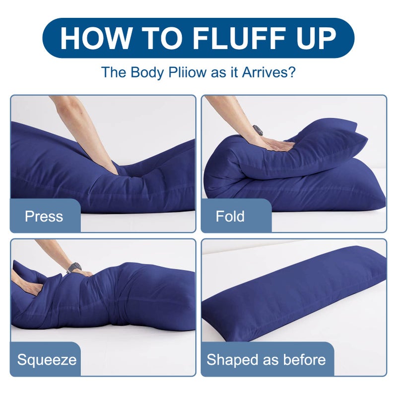 DOWNCOOL Large Body Pillow Insert- Breathable Full Body Pillow for Side Sleeper - Soft Long Bed Pillow for Adults - 20 x 54 inch ï¼ˆBlueï¼‰ - Image 4
