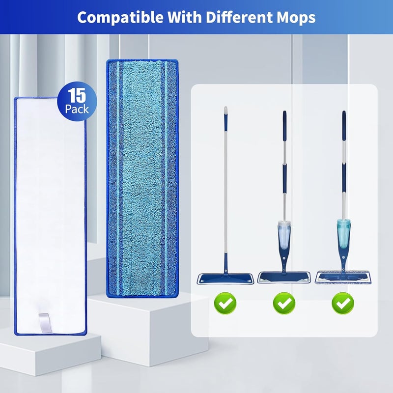 BYOFI 15 Pack Microfiber Cleaning Pads for Bona Family of Mops,Washable & Reusable Mop Pads Refill Replacement Safe for Hardwood and Multi-Surfac Floors Have Super-Absorbent - Image 2