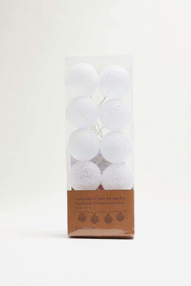 Muy Mucho Garland 10 Led Cotton Balls 165 cm, White  - Image 2