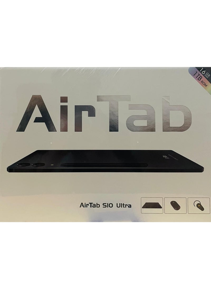 AirTab - S10 Ultra 5G Wi-Fi Android Tablet with 10.1 Inch Display 16GB RAM 1TB ROM 10000mAh Battery with Wireless Arabic Keyboard Green - Image 1