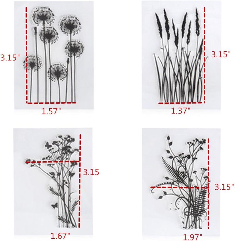 Arbuya 4pcs/Set Dandelion Lavender Flowers Leaves Stamps Rubber Clear Stamp/Seal Scrapbook/Photo Decorative Card Making Clear Stamp - Image 2