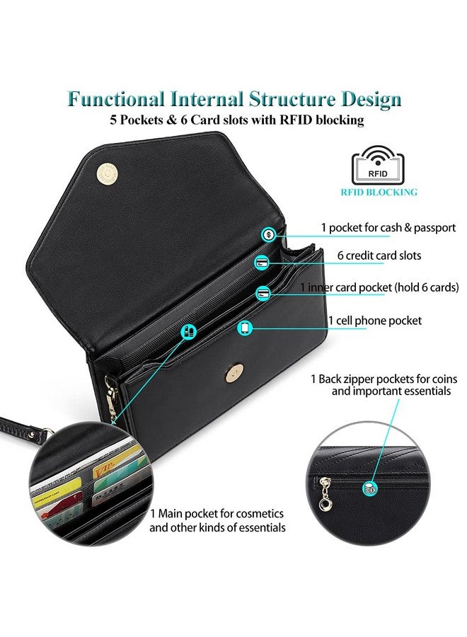 PEACOCKTION Peacocktion Womens Crossbody Purse, Travel Wristlet Purses, Leather Clutch Purses, Shoulder Bag Handbags with Tassel  - Image 2