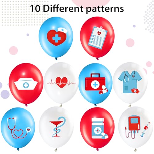 Suilung 50 Pcs Nurse Balloons 12 Inch CNA Week Balloons Doctor Medical Party Decorations Appreciation Gift for BSN RN LPN Graduation Hospital Themed Birthday Retirement Party Supplies - Image 3