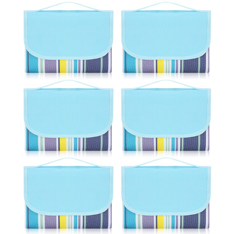 Shellwei 6 Packs Outdoor Picnic Blanket Foldable Portable Picnic Mat Waterproof Sandproof Beach Blanket Lightweight - Image 1