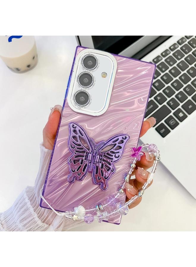 إيروريكس جراب لهاتف Samsung Galaxy A16 5G، جراب هاتف معصم بطبقة لامعة وعدسة وملمس وحامل على شكل فراشة - Image 1