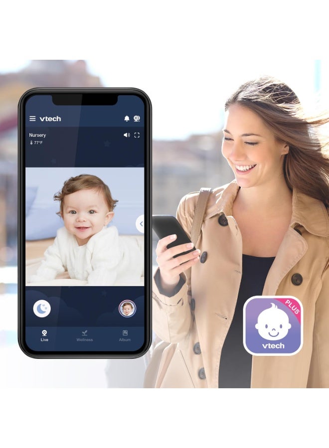 VTech Upgraded Smart WiFi Baby Monitor VM901, 5-inch 720p Display, 1080p Camera, HD NightVision, Fully Remote Pan Tilt Zoom, 2-Way Talk, Free Smart Phone App, Works with iOS, Android - Image 3